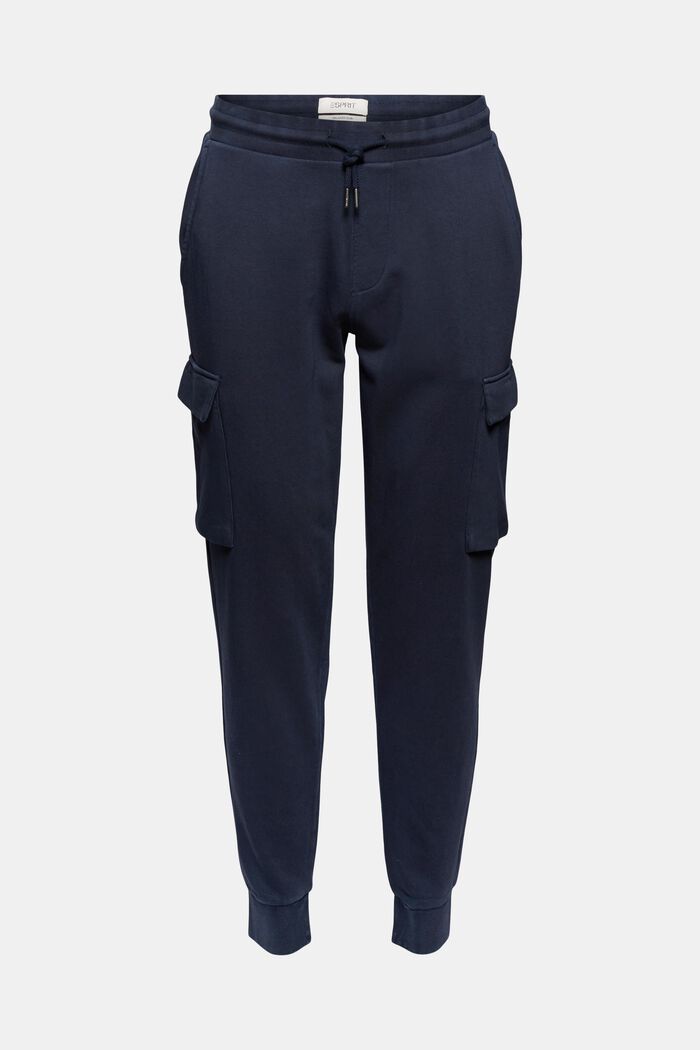 Tracksuit bottoms in a cargo look, organic cotton, NAVY, detail image number 0