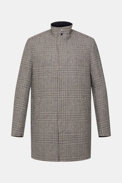 Glencheck wool blend coat