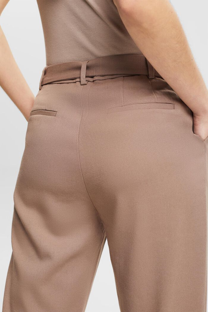 Chinos with a high-rise waistband and a belt, TAUPE, detail image number 4