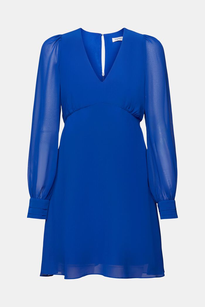 V-Neck Chiffon Mini Dress, BRIGHT BLUE, detail image number 6