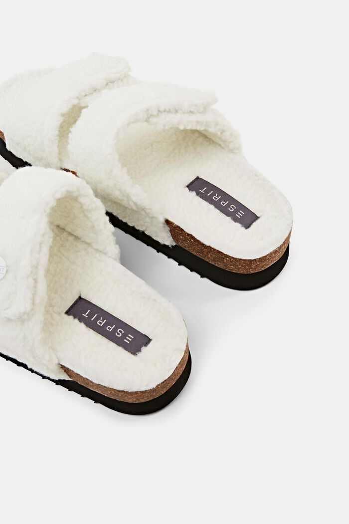 Faux Fur Velcro Slip-Ons, OFF WHITE, detail image number 4