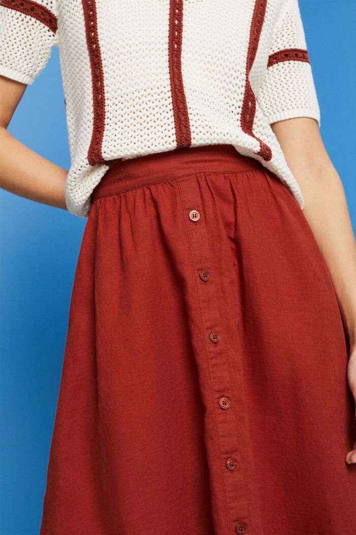 Midi skirt, linen-cotton blend, TERRACOTTA, detail image number 2