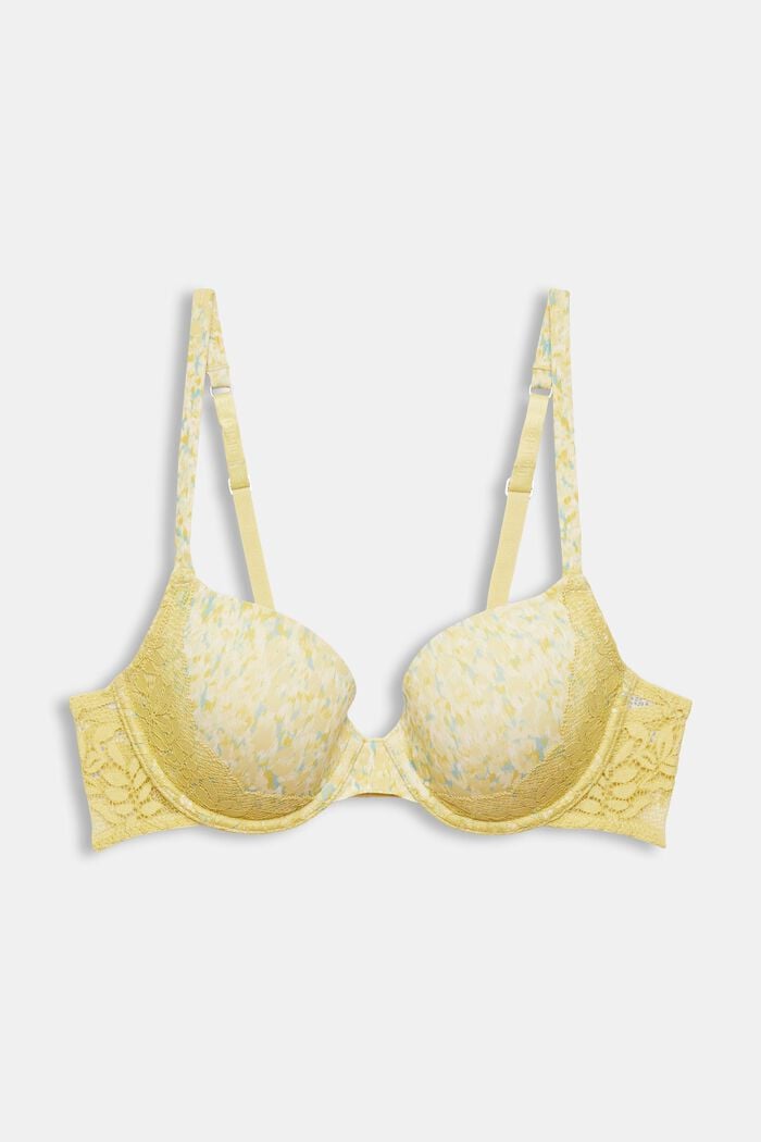 Padded underwire bra with lace and pattern