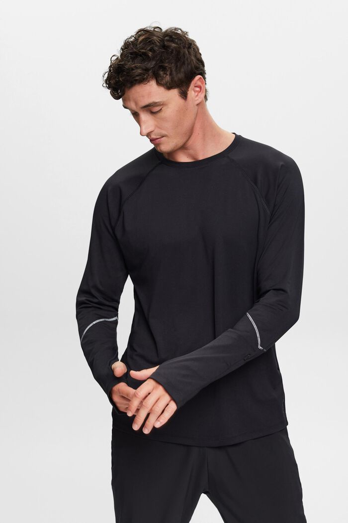 Long-sleeved top with thumb holes, BLACK, detail image number 0