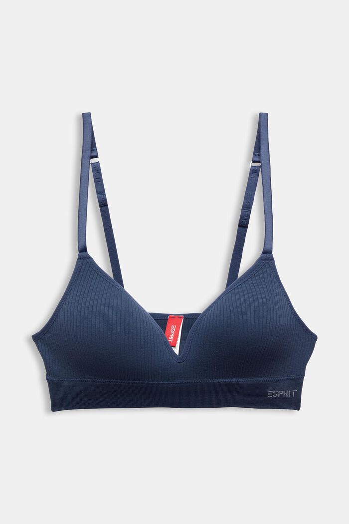 Seamless Ribbed Logo Bustier, NAVY, detail image number 4