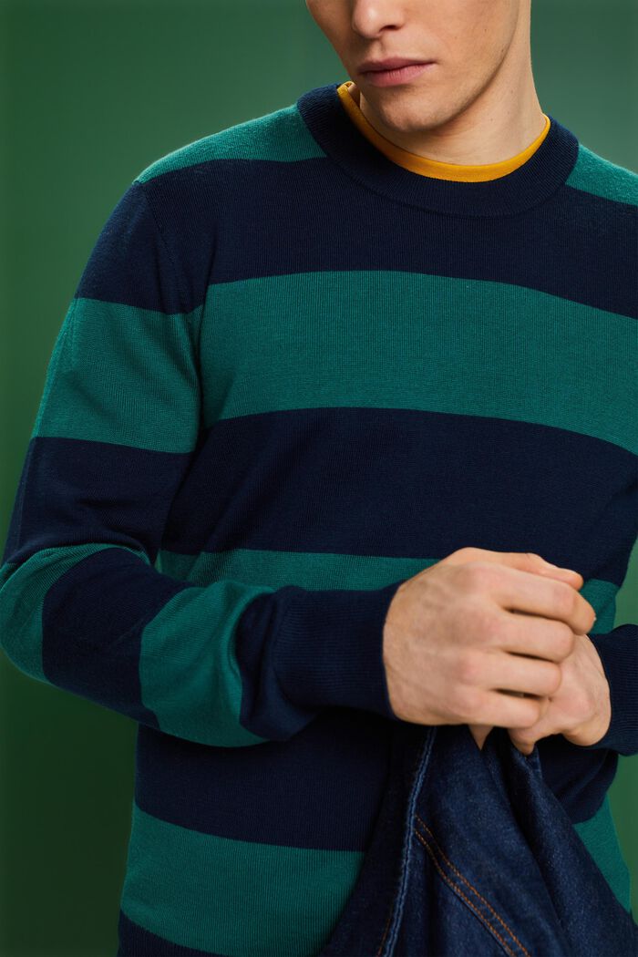Wool Seamless Striped Pullover, DARK BLUE, detail image number 3