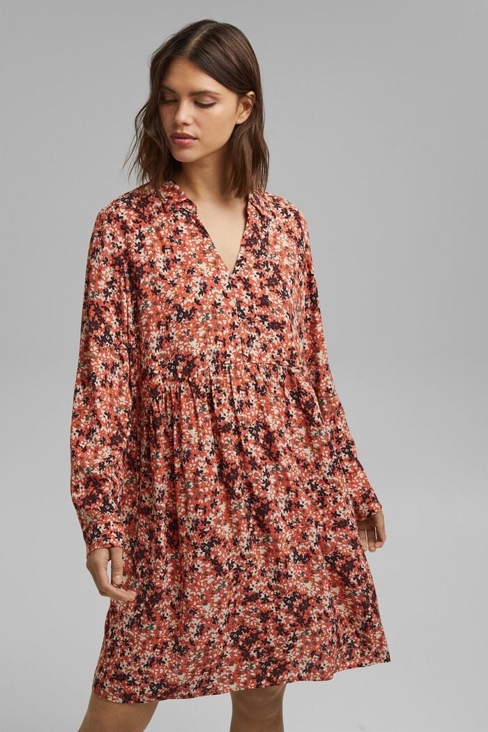 Tent dress with a mille-fleurs print, BLUSH, overview