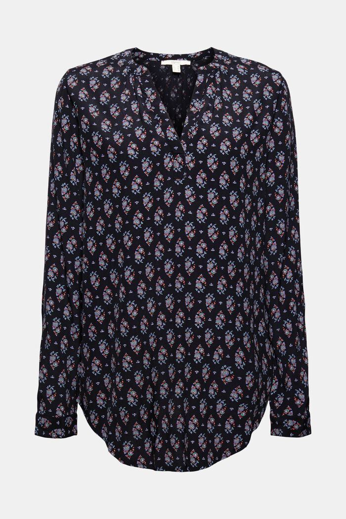 Patterned print blouse made of LENZING™ ECOVERO™, BLACK, detail image number 6