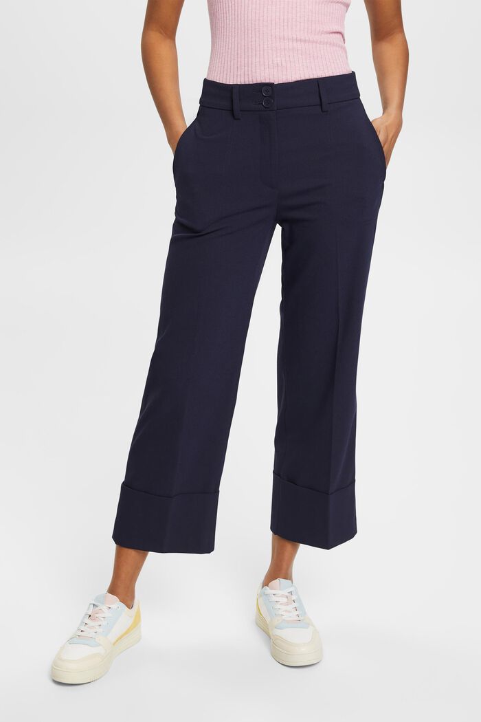 Cropped twill trousers, NAVY, detail image number 0