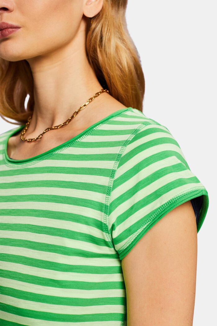 Striped roll edge t-shirt, GREEN, detail image number 2