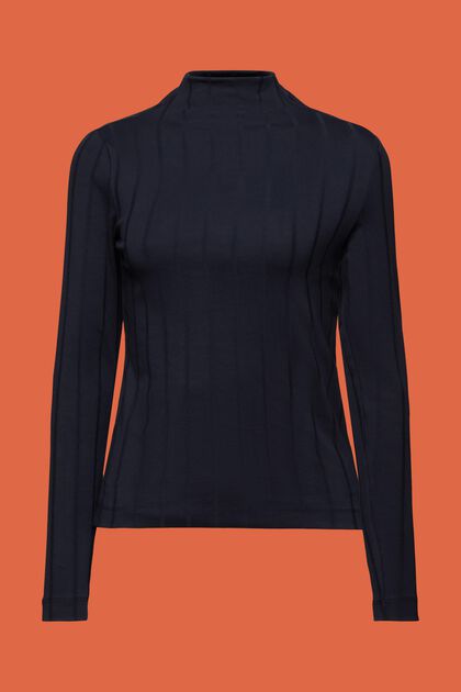 Ribbed Jersey Turtleneck Top