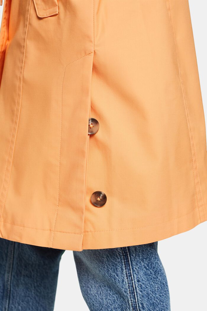 Belted Double-Breasted Trench Coat, PASTEL ORANGE, detail image number 4