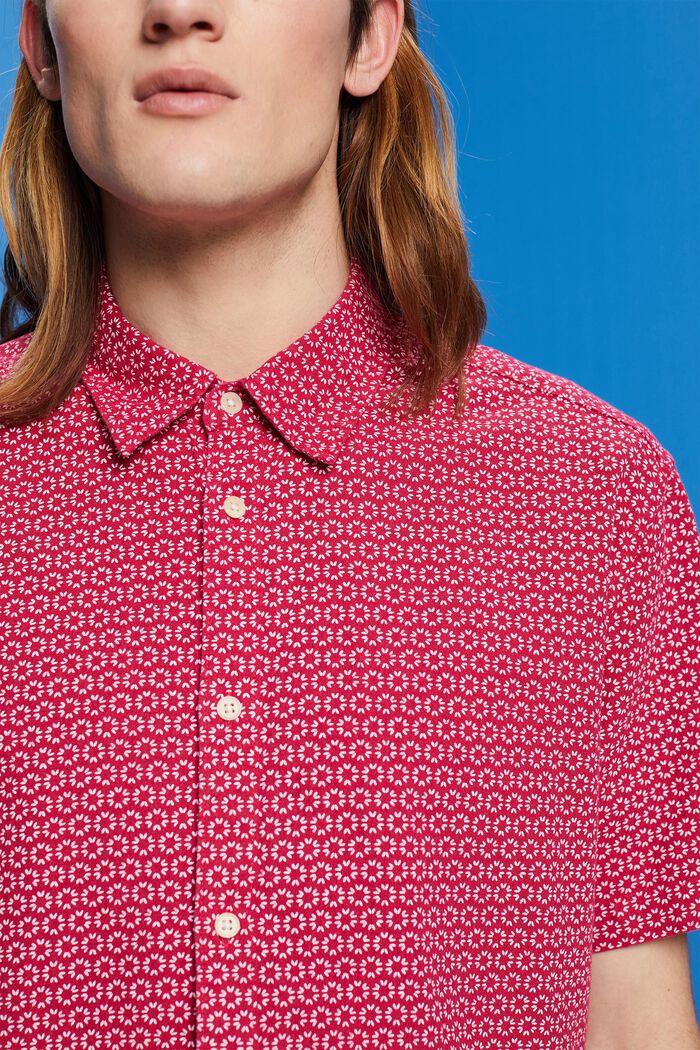 Printed linen blend shirt, DARK PINK, detail image number 2