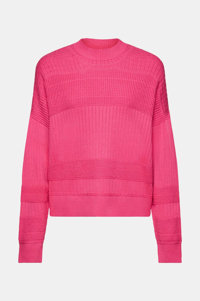 Knitted mixed pattern jumper, PINK FUCHSIA, detail image number 6