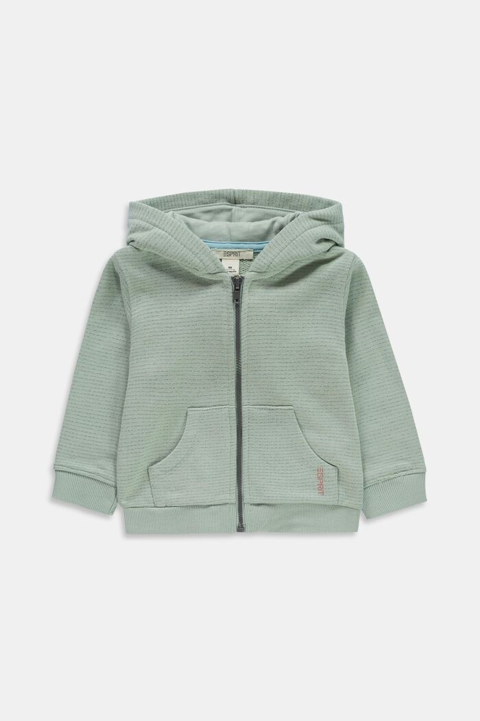 Zip-through hoodie in 100% organic cotton, LIGHT AQUA GREEN, detail image number 0