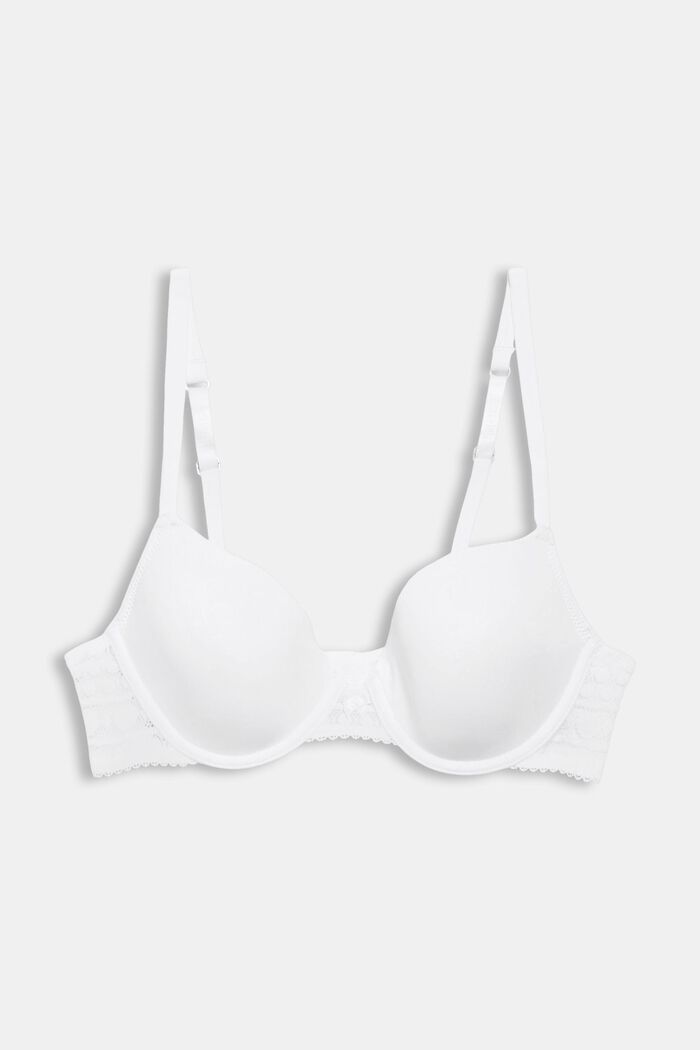 Recycled: padded, underwire bra with lace