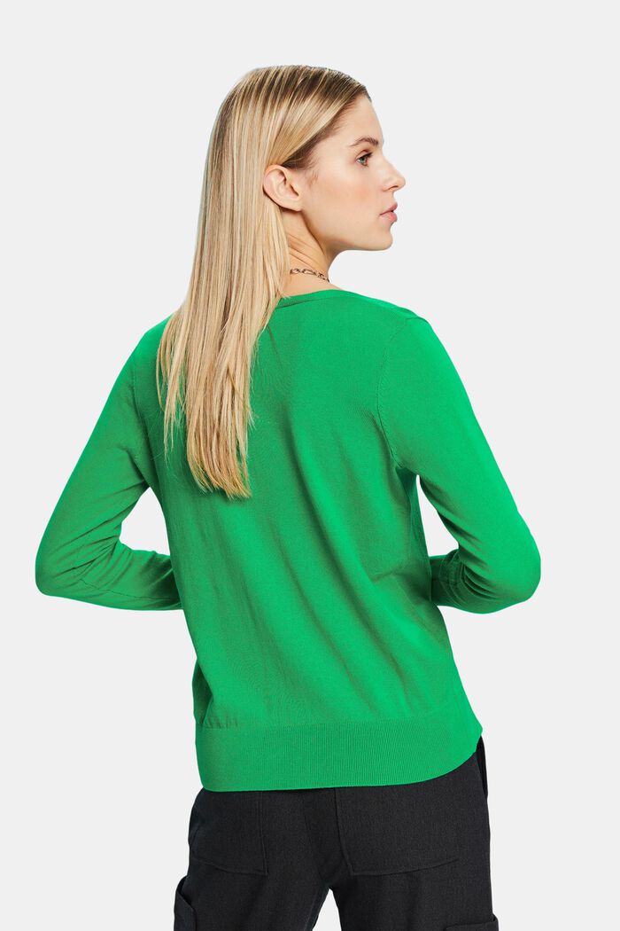 Cotton V-Neck Sweater, GREEN, detail image number 2