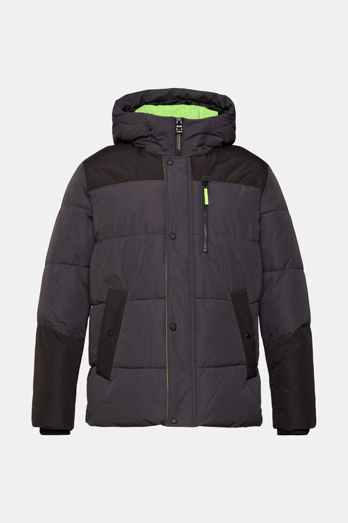 Quilted jacket with neon-coloured details, DARK GREY, detail image number 6