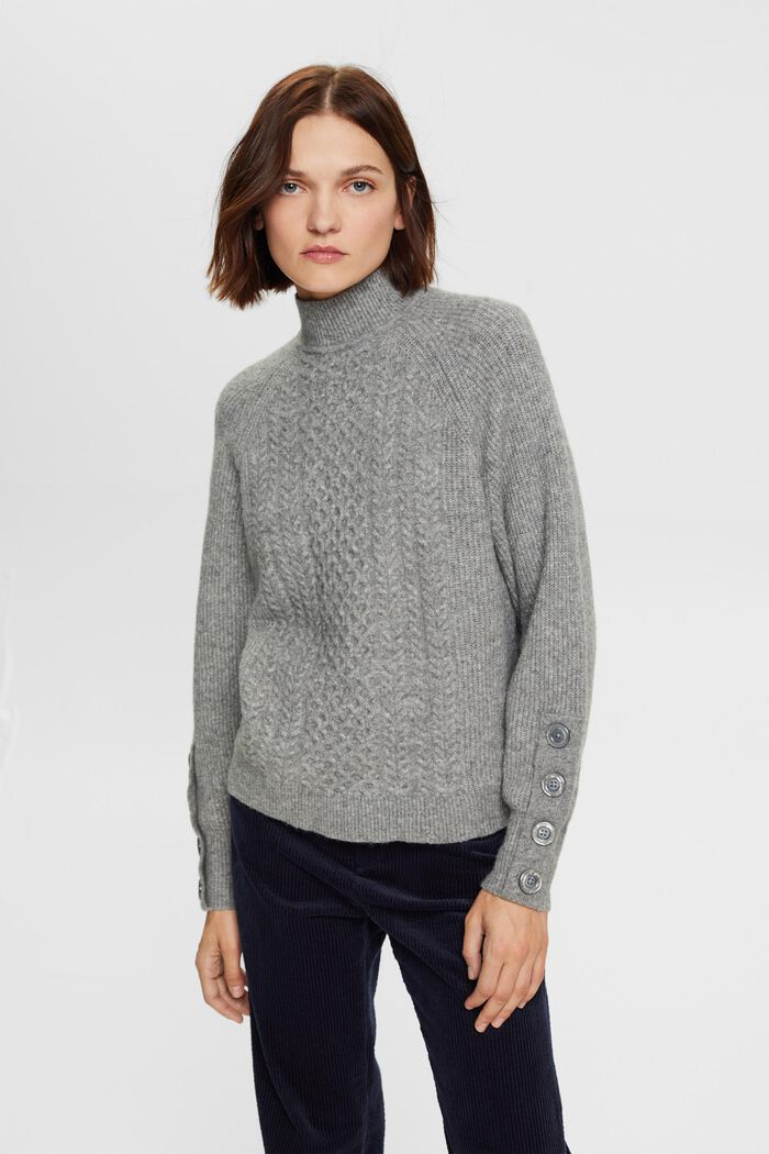 Cable knit turtle neck jumper, wool blend
