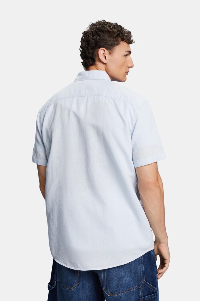 Linen and cotton blend short-sleeved shirt, LIGHT BLUE, detail image number 3