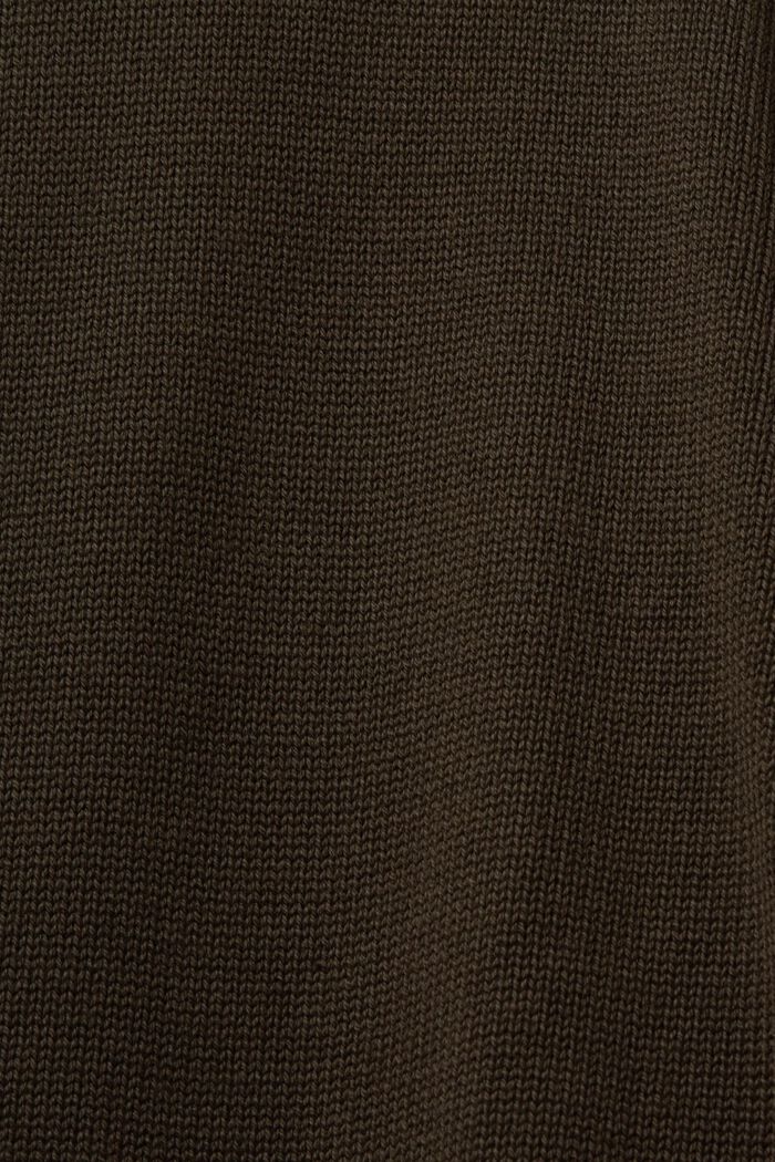 Cotton Crewneck Sweater, DARK KHAKI, detail image number 4
