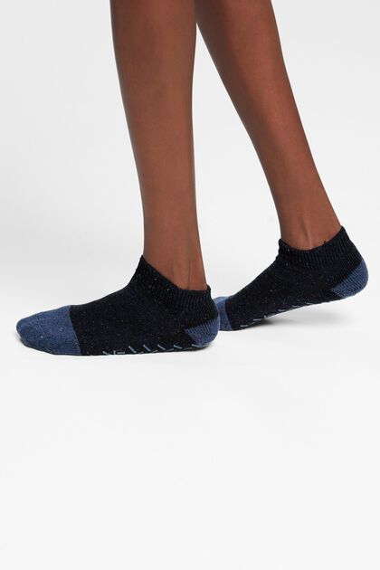 Non-slip short socks, wool blend