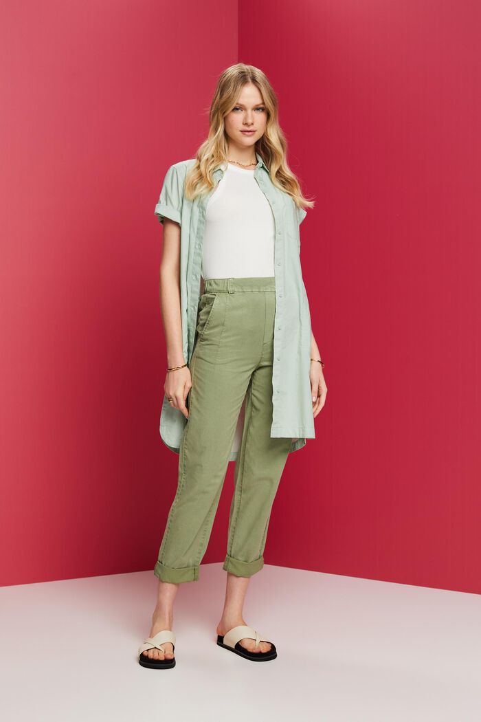 Chino Pull-On Cropped Pants, PALE KHAKI, detail image number 1