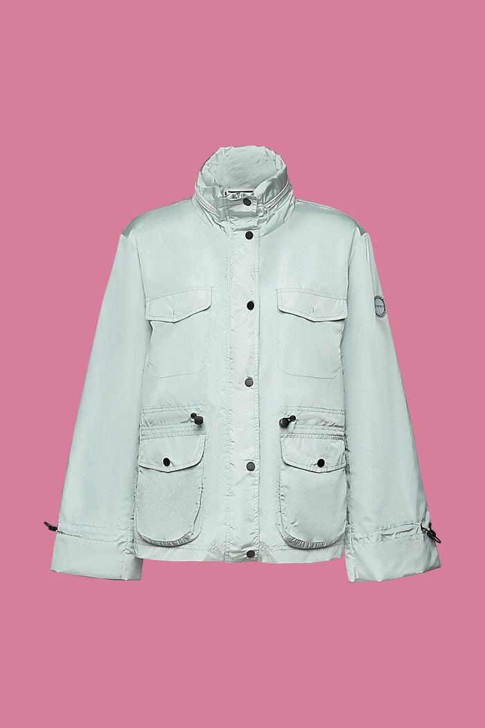 Recycled: rain jacket with a hood, LIGHT AQUA GREEN, detail image number 8