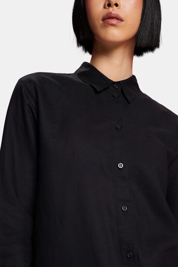 Linen-Cotton Shirt, BLACK, detail image number 2