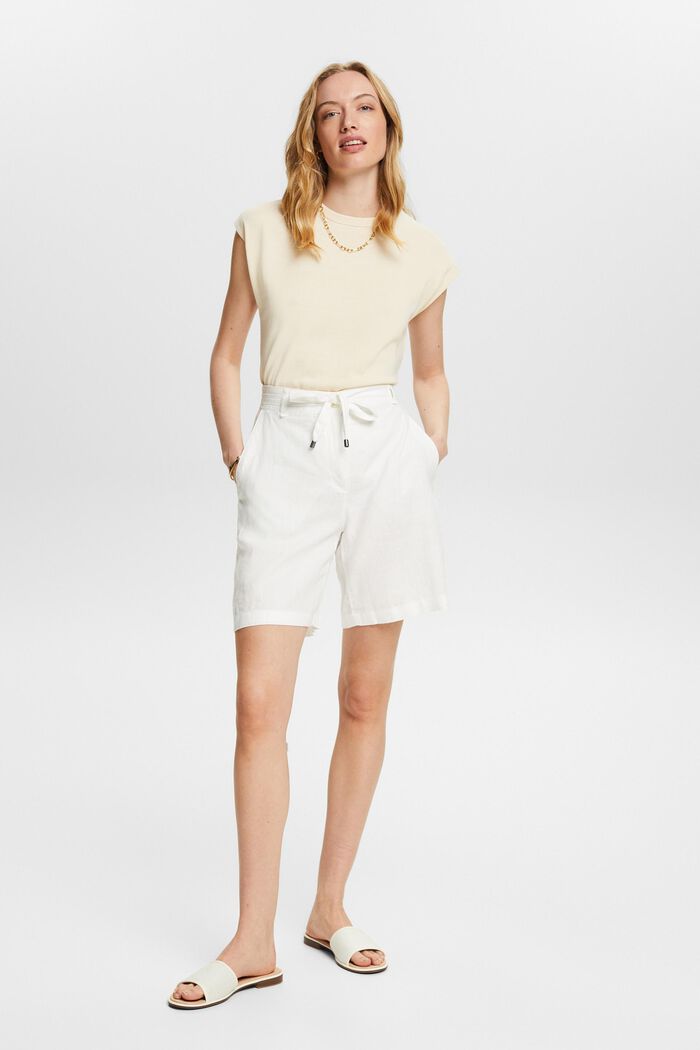 Undyed Linen Bermuda Shorts, OFF WHITE, detail image number 5