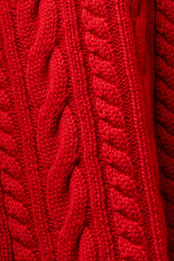 Organic Cotton Cable Knit Cardigan, DARK RED, detail image number 5