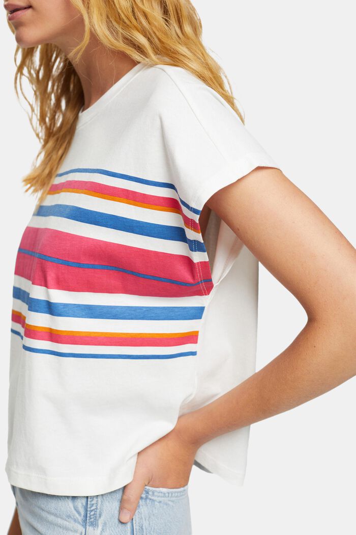 Striped print t-shirt, OFF WHITE, detail image number 0