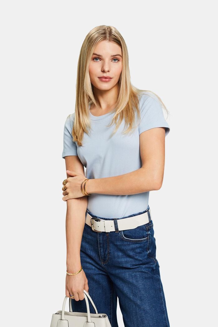 Cotton Short-Sleeve T-Shirt, LIGHT BLUE, detail image number 0
