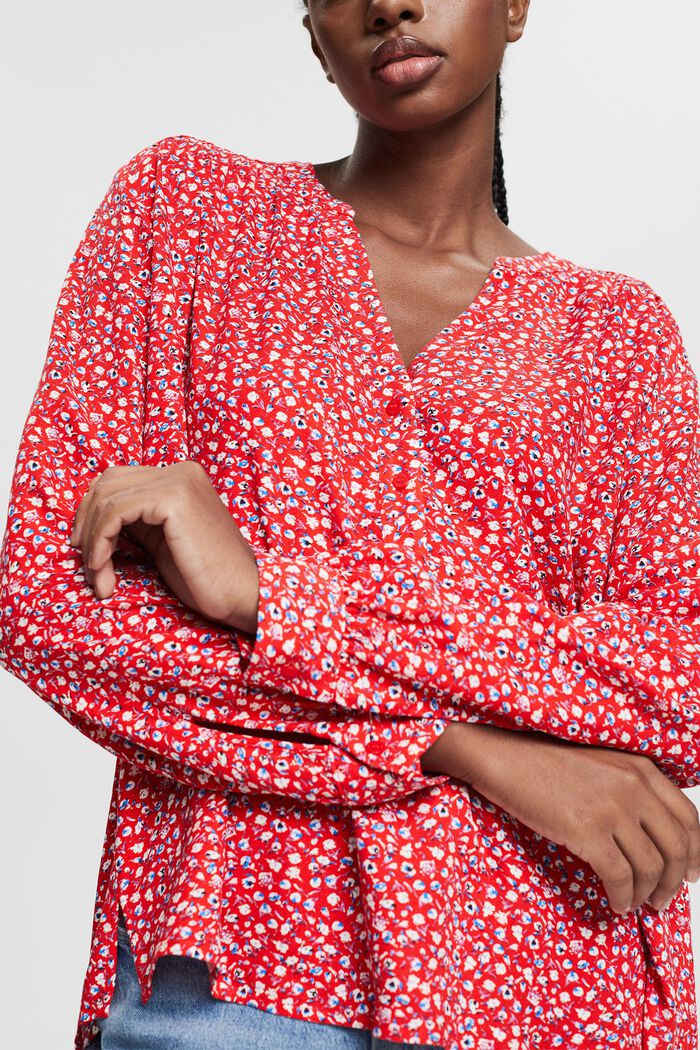 Print blouse with LENZING™ ECOVERO™, RED, detail image number 2