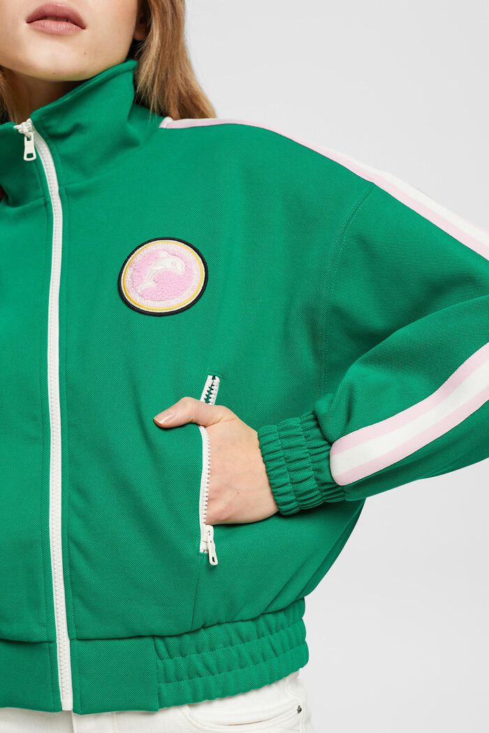 Cropped track style jacket, EMERALD GREEN, detail image number 2