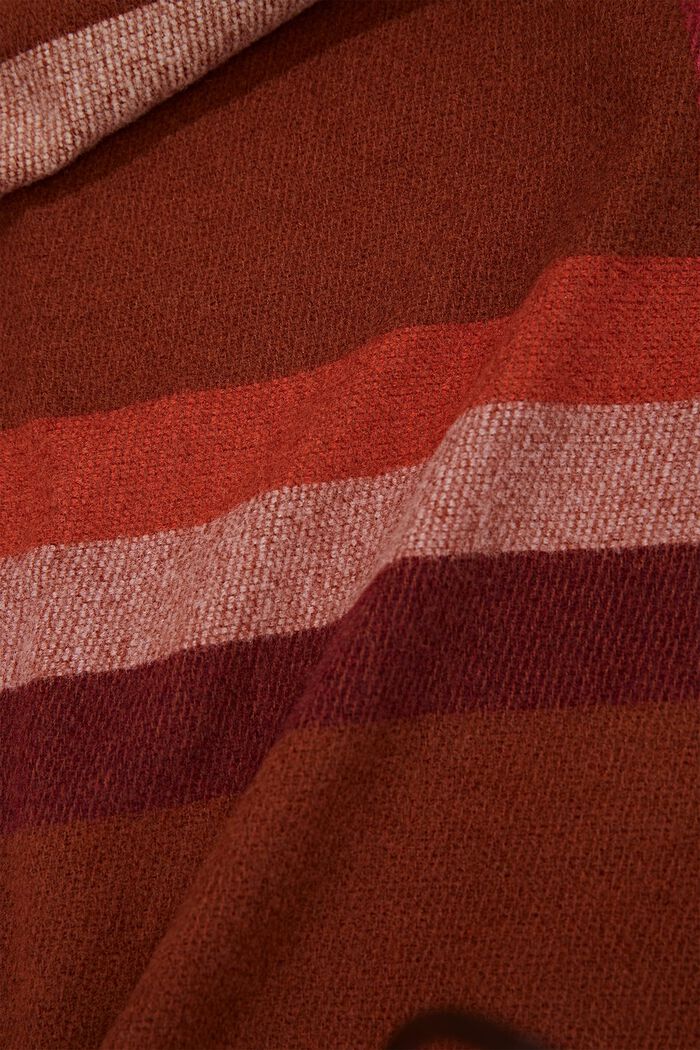 Made of recycled material: fringed woven scarf with a check pattern, RUST BROWN, detail image number 1