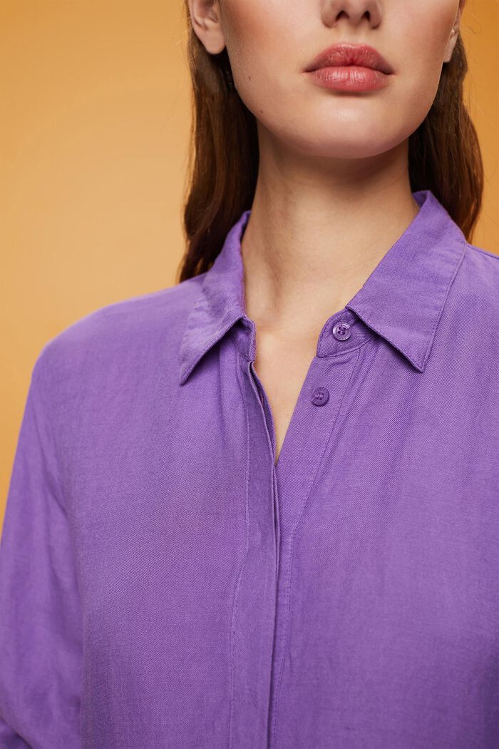 Linen blend mini shirt dress, PURPLE, detail image number 2