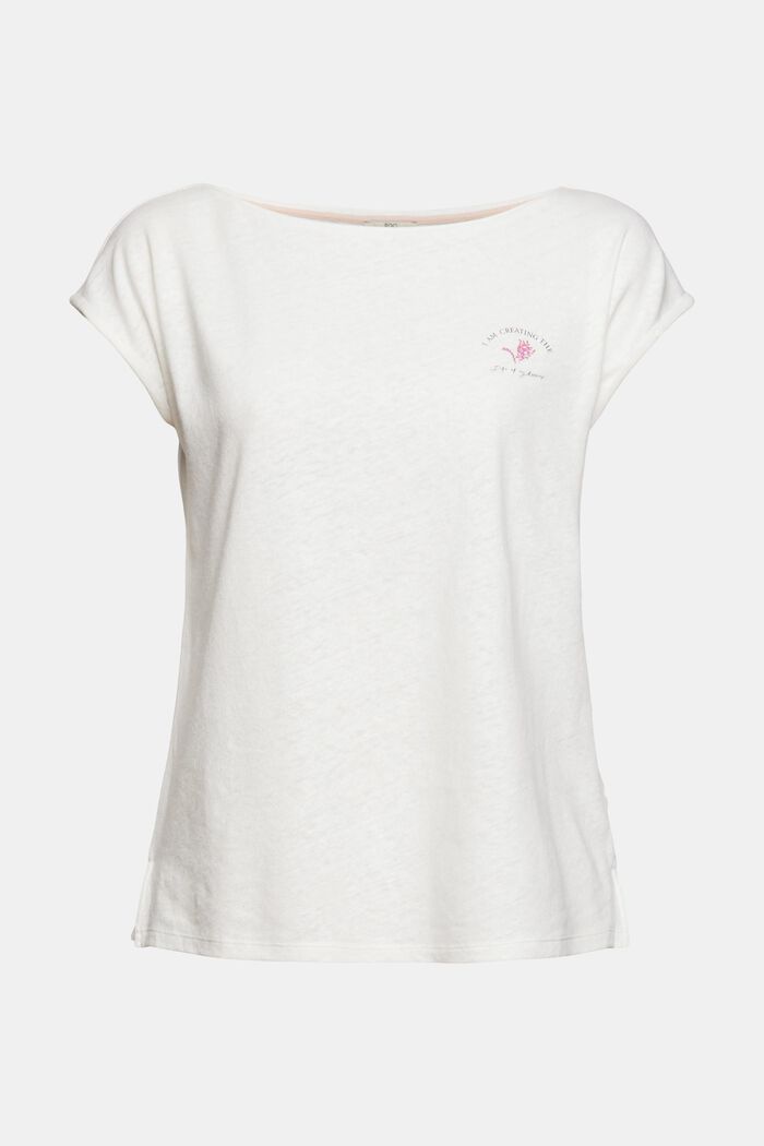 Linen blend: T-shirt with a tiny print