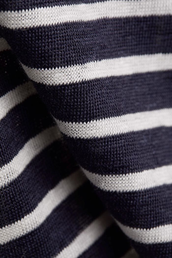 Made of 100% linen: T-shirt with stripes, NAVY, detail image number 4
