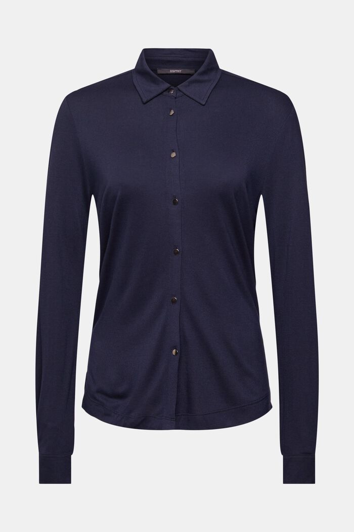 Jersey blouse, LENZING™ ECOVERO™, NAVY, detail image number 2