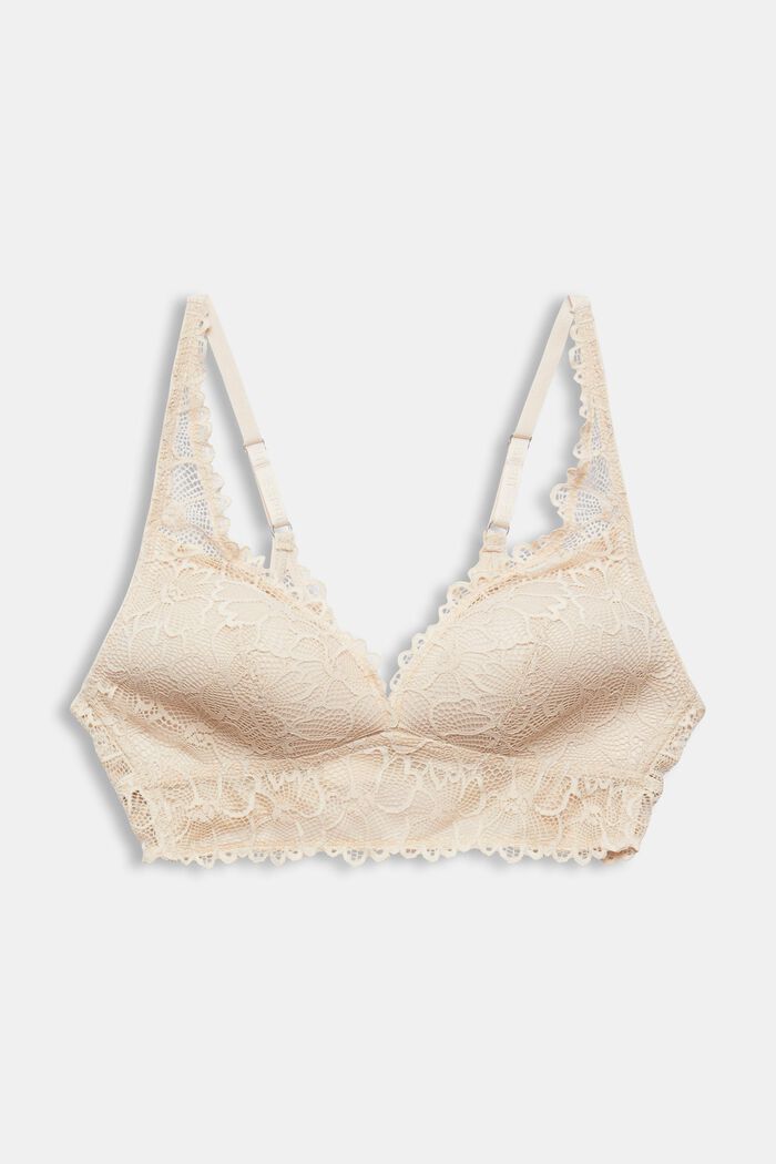 Padded Wireless Lace Bralette, SAND, detail image number 4