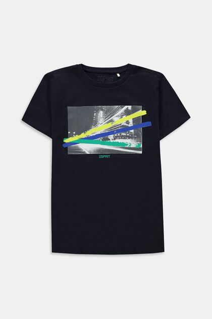 T-shirt with print, NAVY, overview