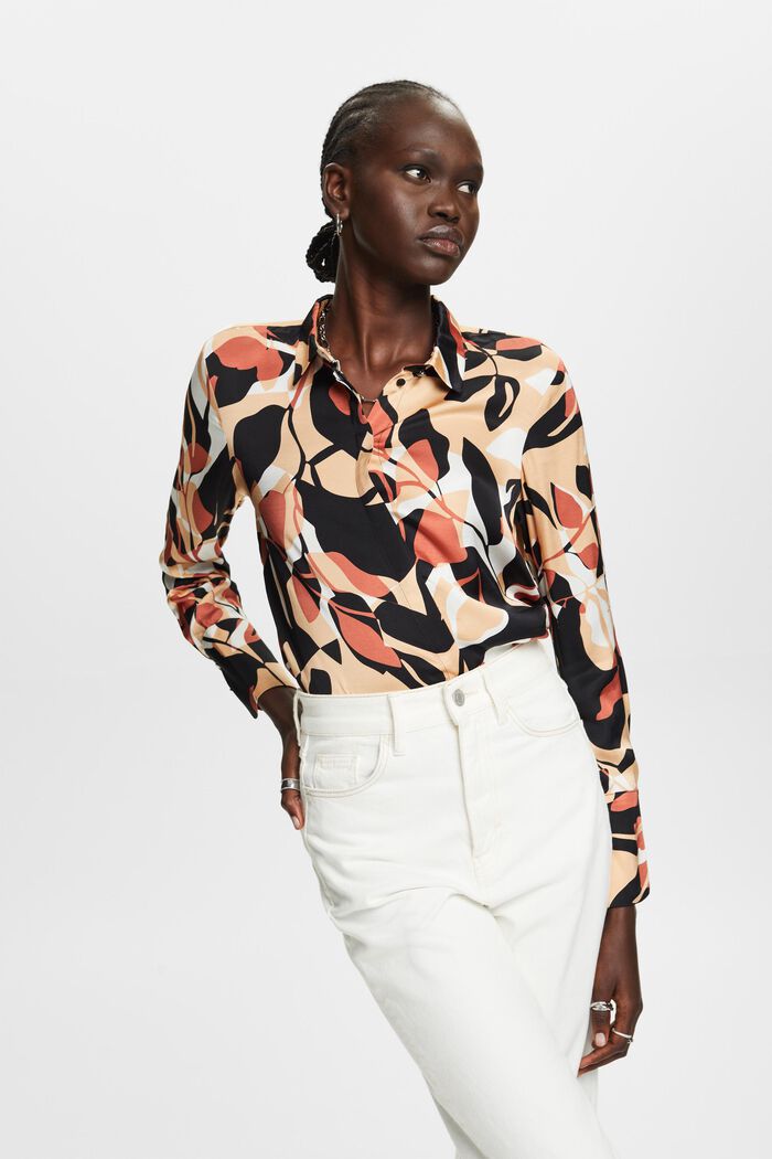 ESPRIT - Satin blouse with all-over pattern at our online shop