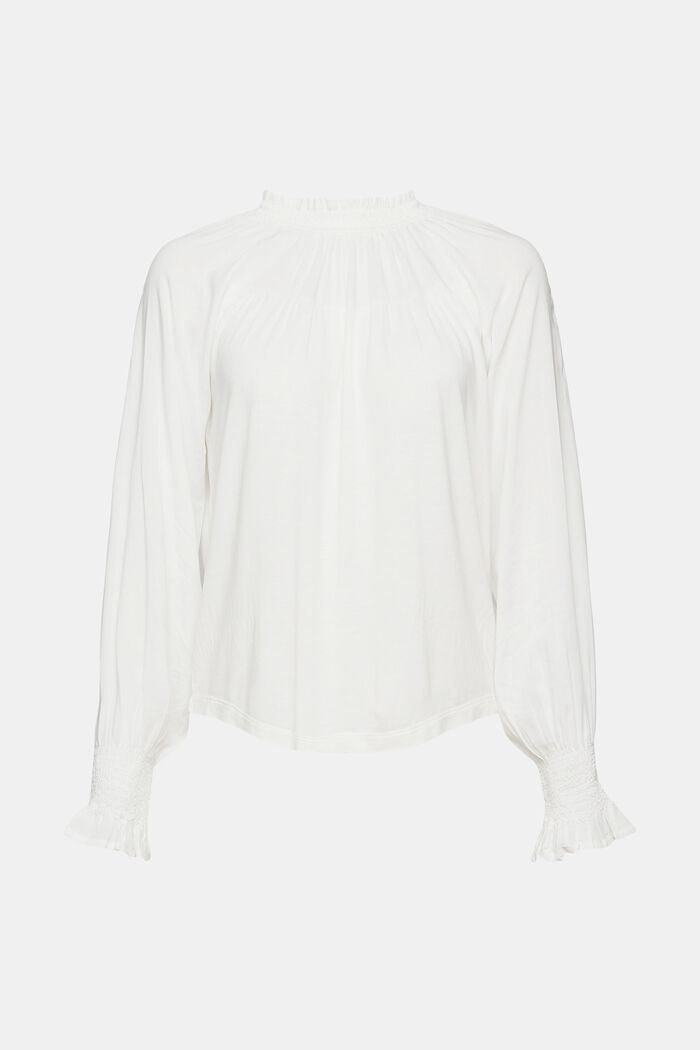 Material mix blouse, LENZING™ ECOVERO™, OFF WHITE, overview