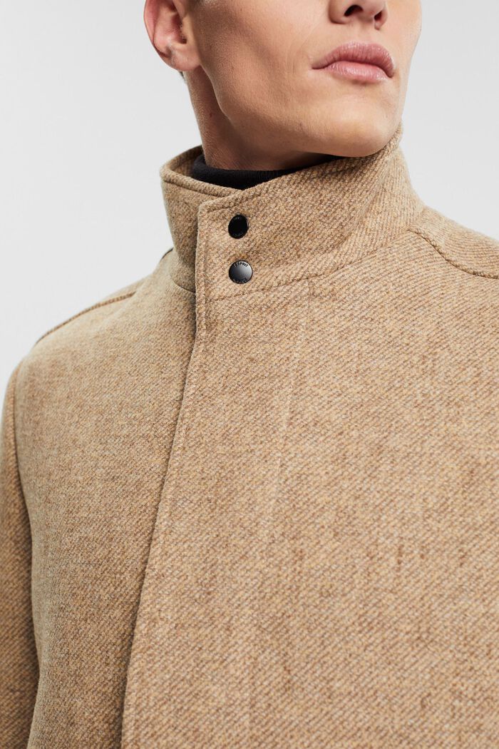 Padded wool blend coat with detachable lining, LIGHT BEIGE, detail image number 0