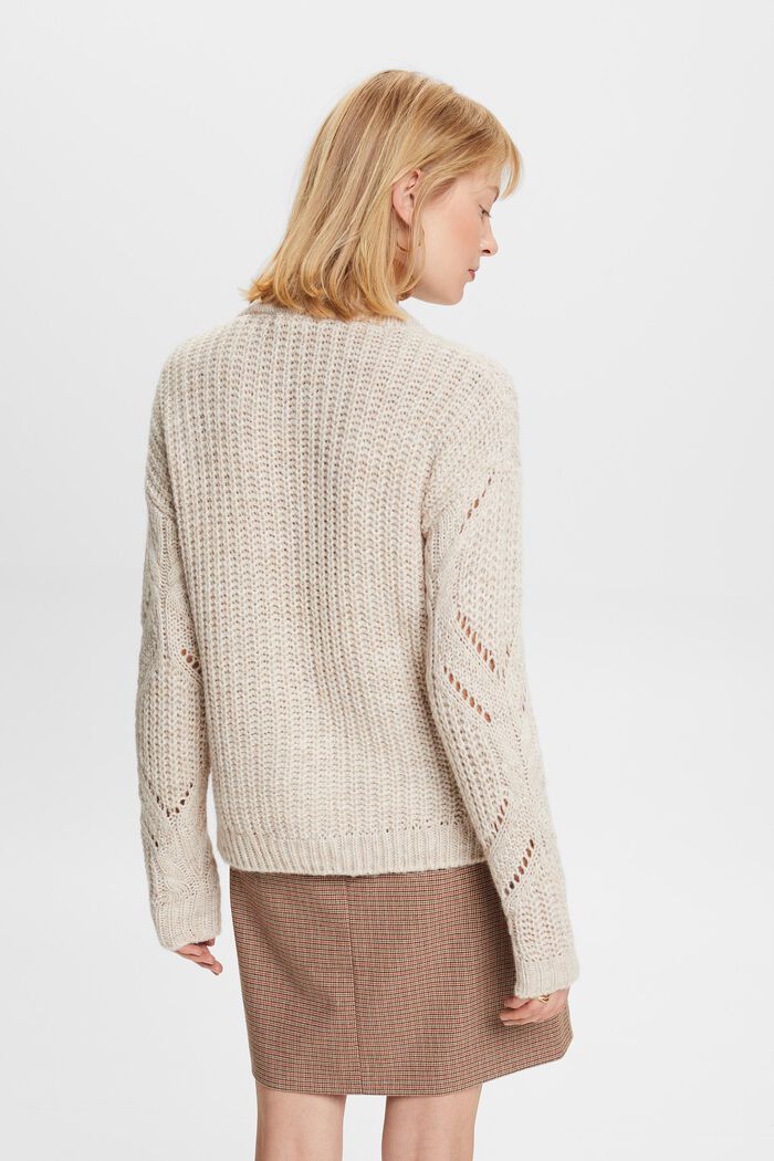 Open Knit Wool-Blend Sweater, DUSTY NUDE, detail image number 4