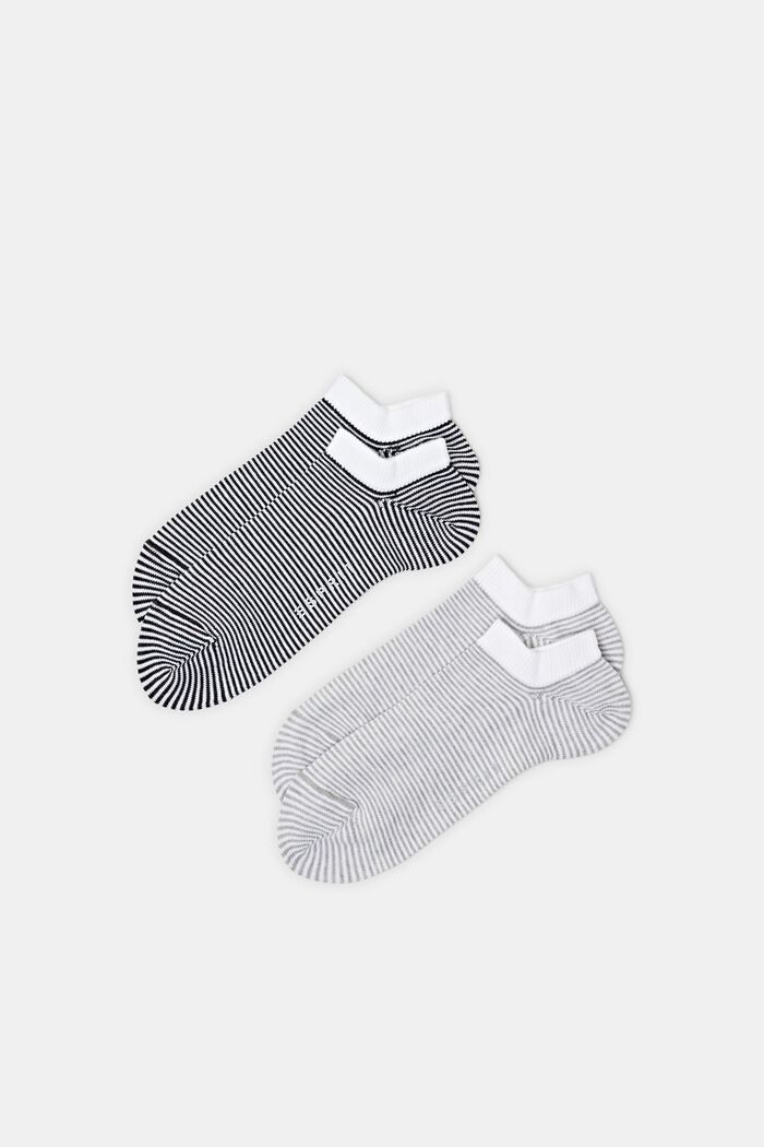 2-Pack Striped Ankle Socks, BLACK/GREY, detail image number 0