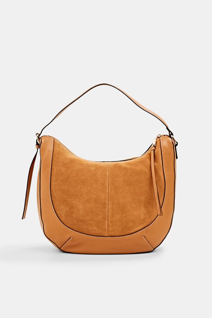 Leather bag in a material mix design