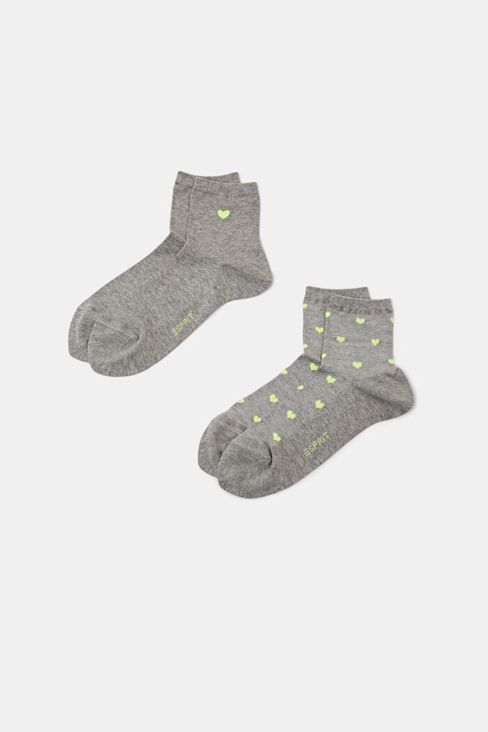 2-Pack Heart Socks, LIGHT GREY, detail image number 0