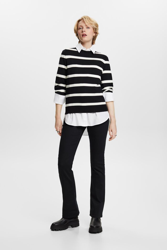 Striped Crewneck Sweater, NEW BLACK, detail image number 4